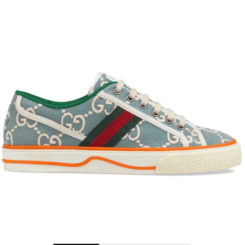 GUCCI🔷SHOES 1977 TENNIS LOGO GG BLUE🔹SNEAKERS! MATERIAL VEGAN SNEAKERS!